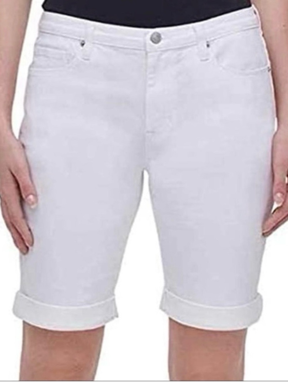Dkny White Rolled Cuff Bermuda Shorts